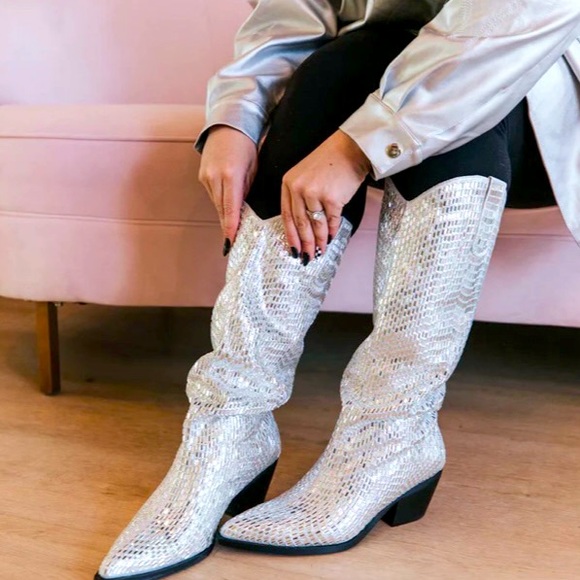 Azalea Wang Shoes - Silver Heeled Boots